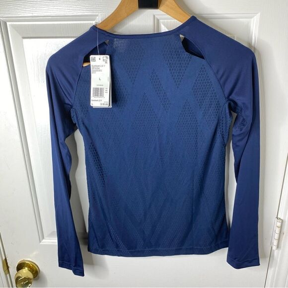 Women’s Adidas Quickset Long Sleeve Jersey Navy Blue New With Tags Breathable Lg - Picture 4 of 6